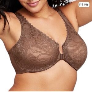 Glamorise Wonder Wire Front Close Mocha Bra Sz 46C NWOT